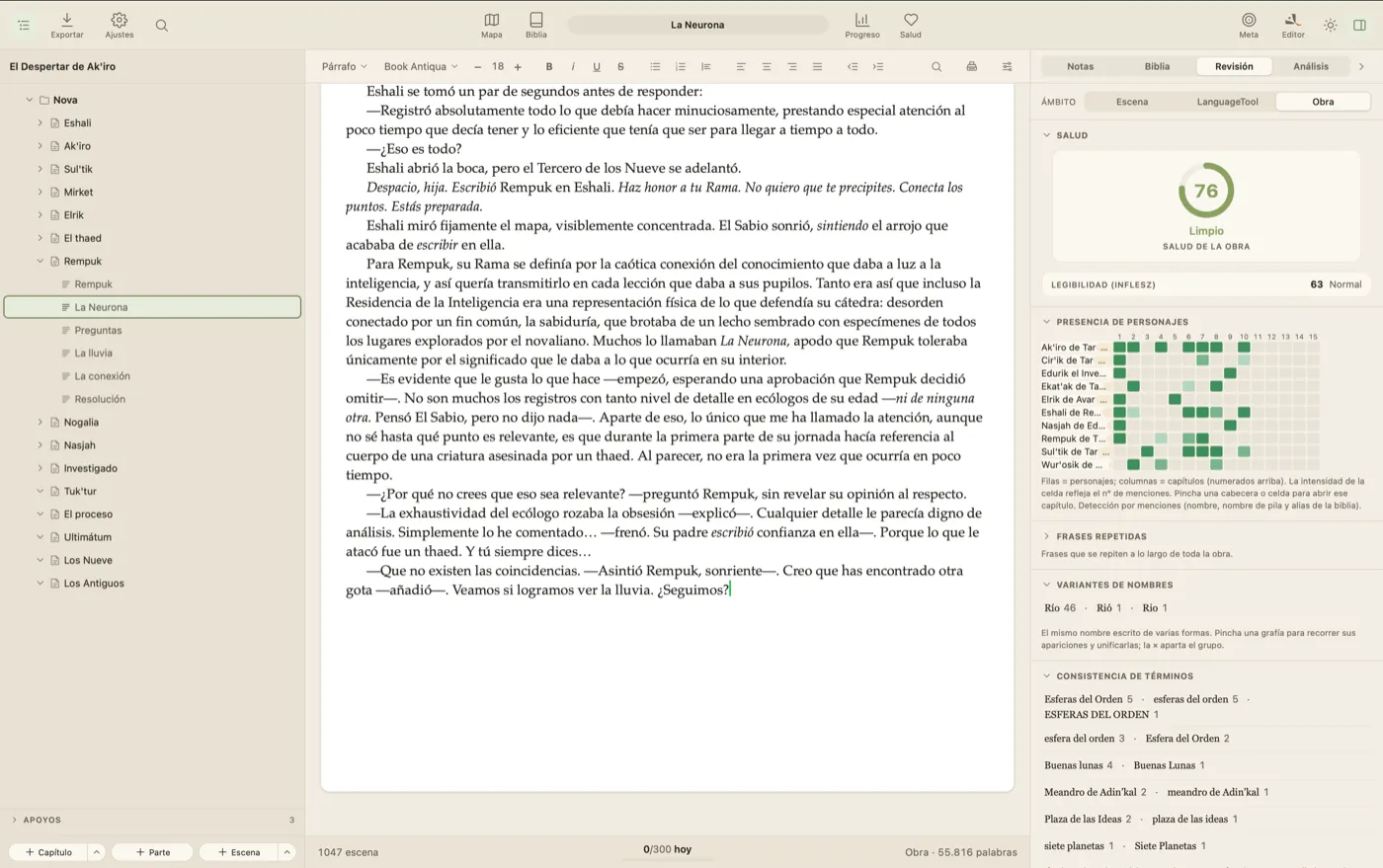 Análisis del revisor a nivel de obra completa en QuillSong