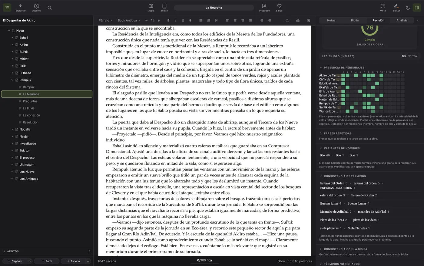 Análisis del revisor a nivel de obra completa en QuillSong